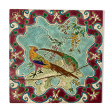 Gien old tile wall tiles decoration pheasant birds XIXth