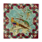 Gien old tile wall tiles decoration pheasant birds XIXth