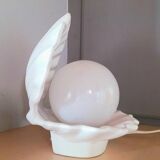Ceramic and opaline shell lamp from the 80s