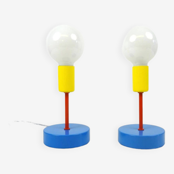 paire postmoderne de lampes de chevet minimalistes vintage
