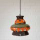 Vintage ceramic pendant light: 1970s rustic handmade chandelier