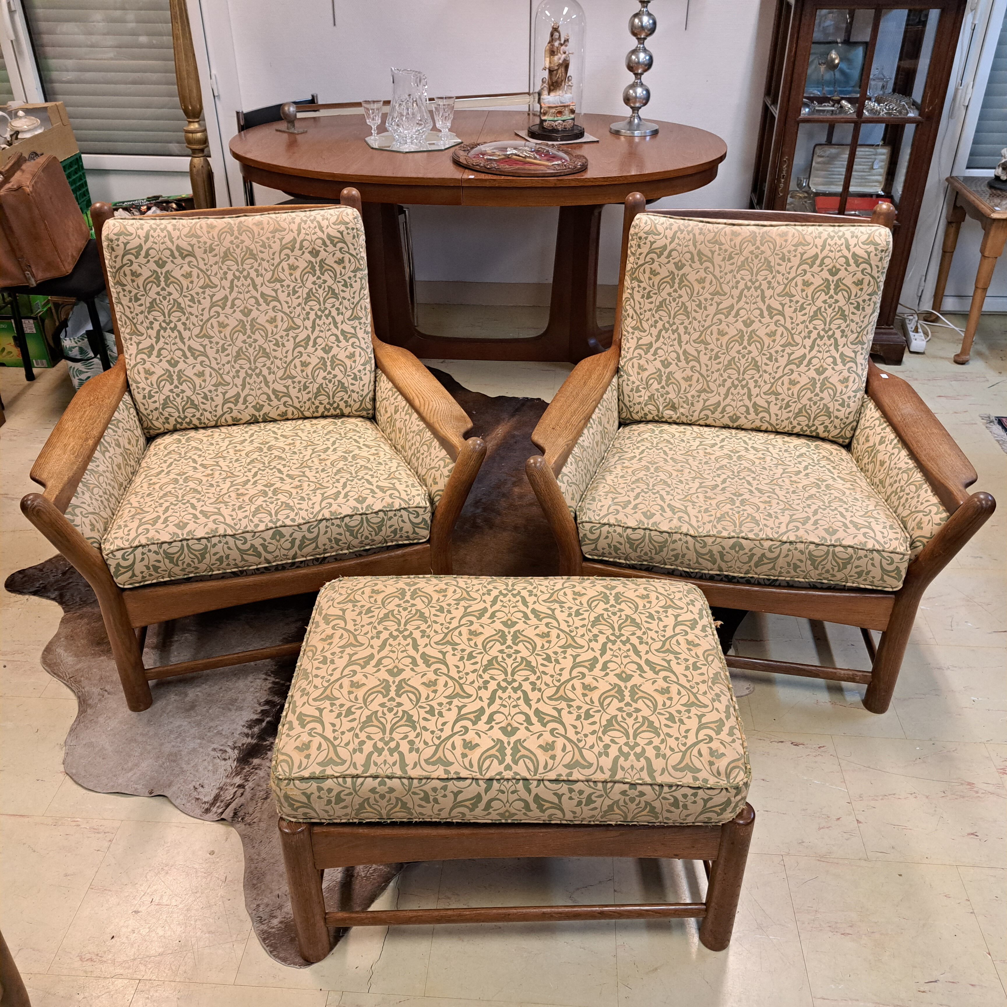 Scandinavian armchairs and ottomans