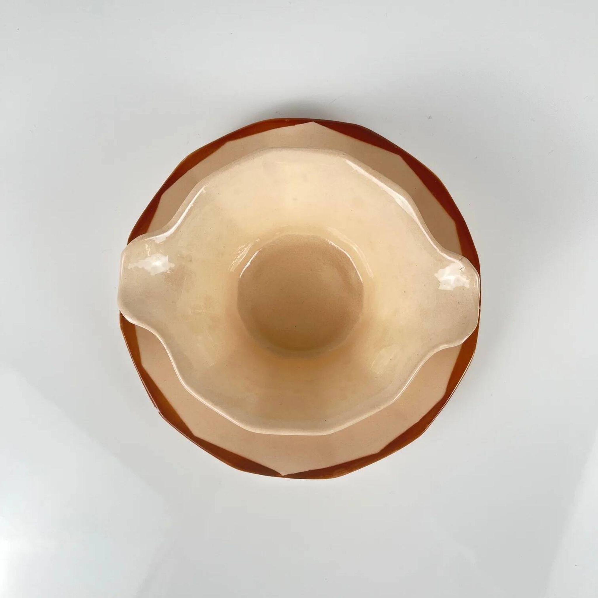 Saucière Digoin - Sarreguemines, motif rose, première moitié du XXe siècle