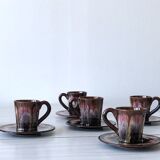 Vallauris coffee cups and bowls Pink and brown