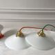 Hanging lamp in opaline smooth orange thread early twentieth century
