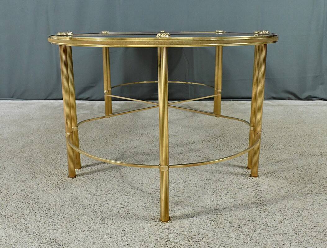 Tripartite Glass Coffee Table, Maison Baguès style – 1950