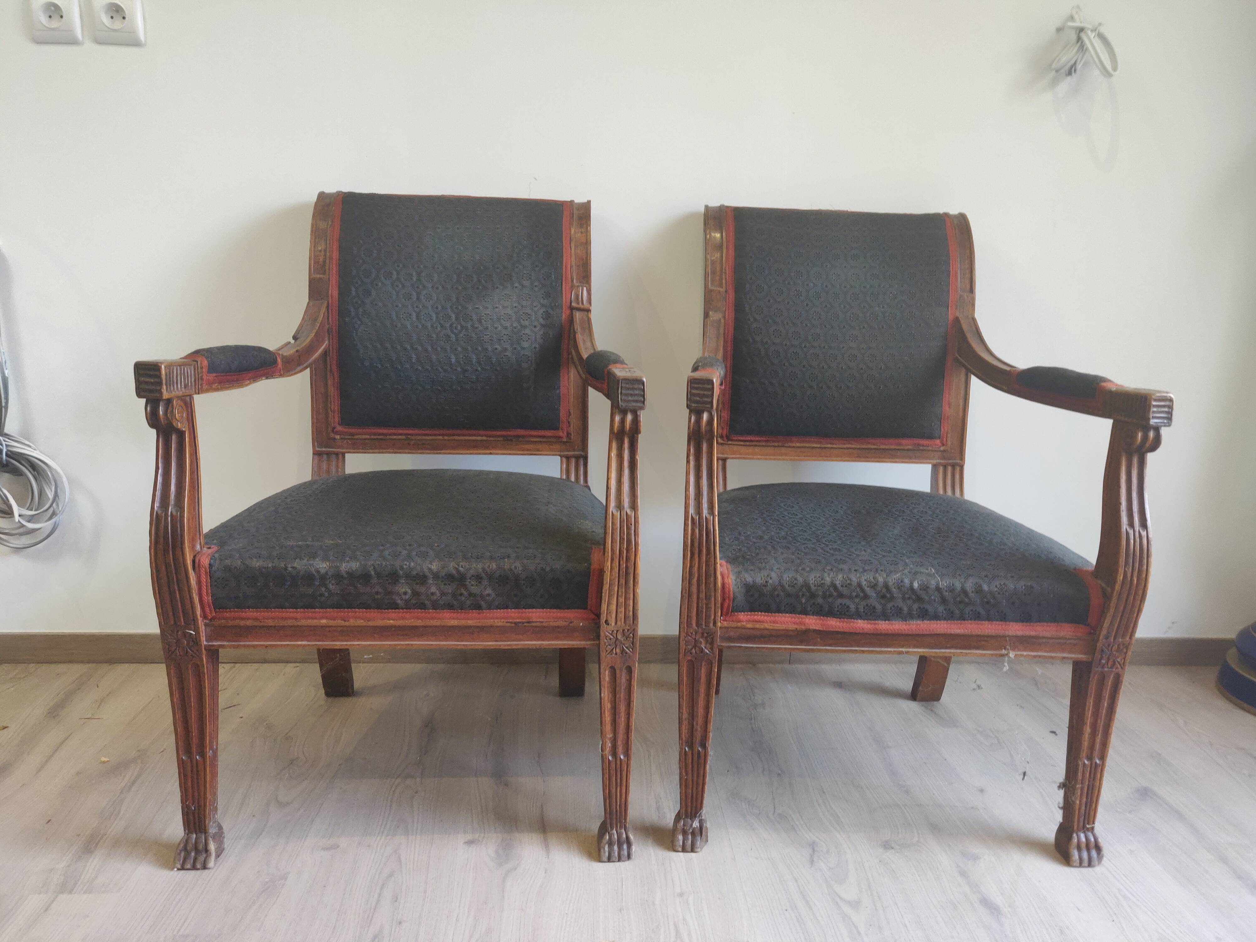 Pair of armchair epoque Ier empire style return of egypyte