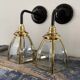 Pair of vintage glass and brass sconces electrified to nine