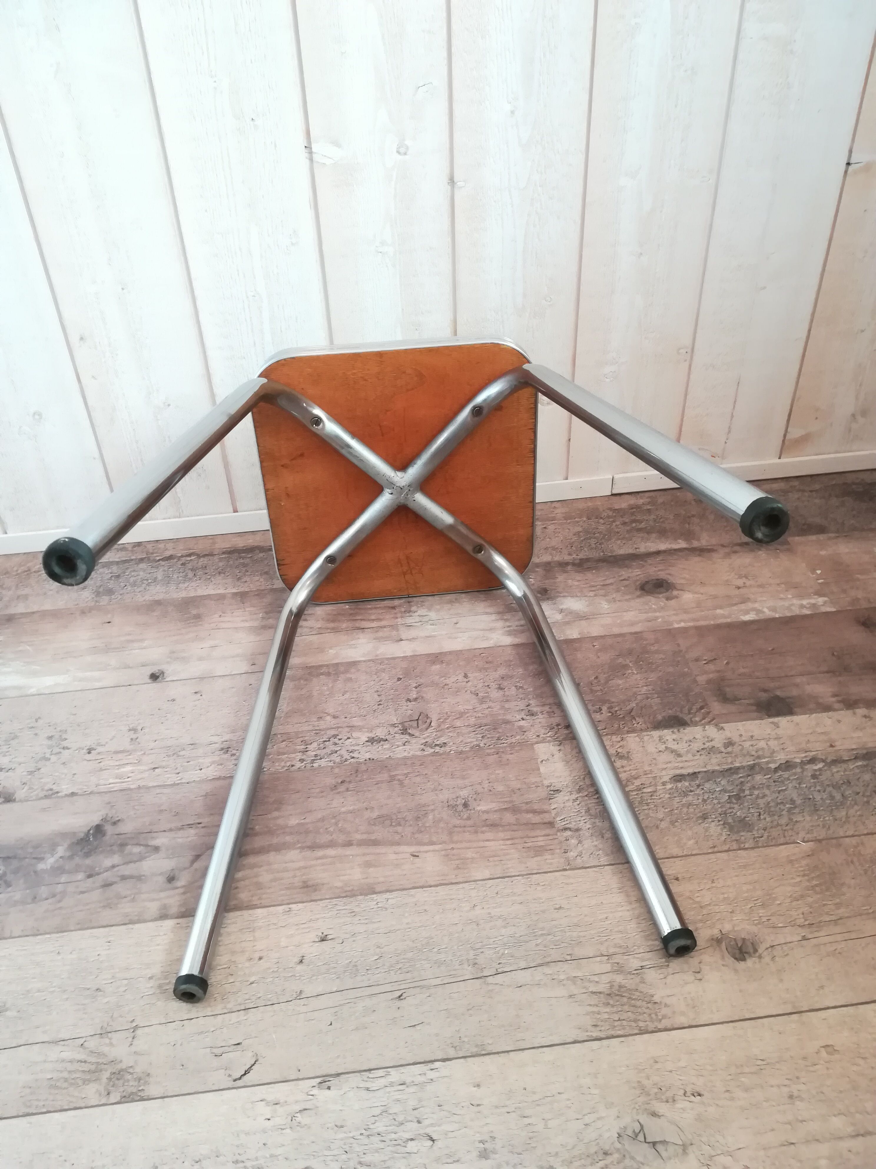 Vintage mint green formica and aluminum stool