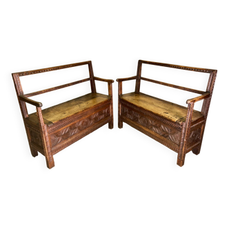 Pair of chest benches from Brittany