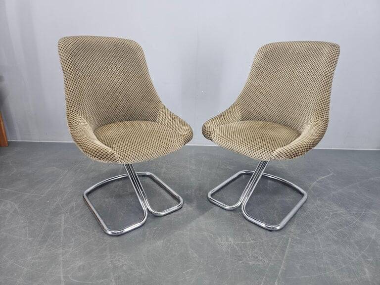 Very Rare Pair of Chairs in the Style of Boris Tabacoff, France, 1970s