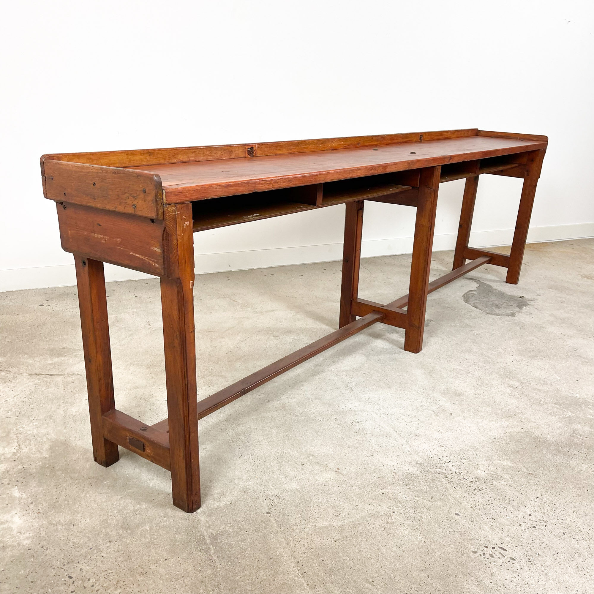 Large industrial wooden console table