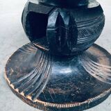 Handcrafted Low Stool in Carved Stained Wood, Africa, 1950s