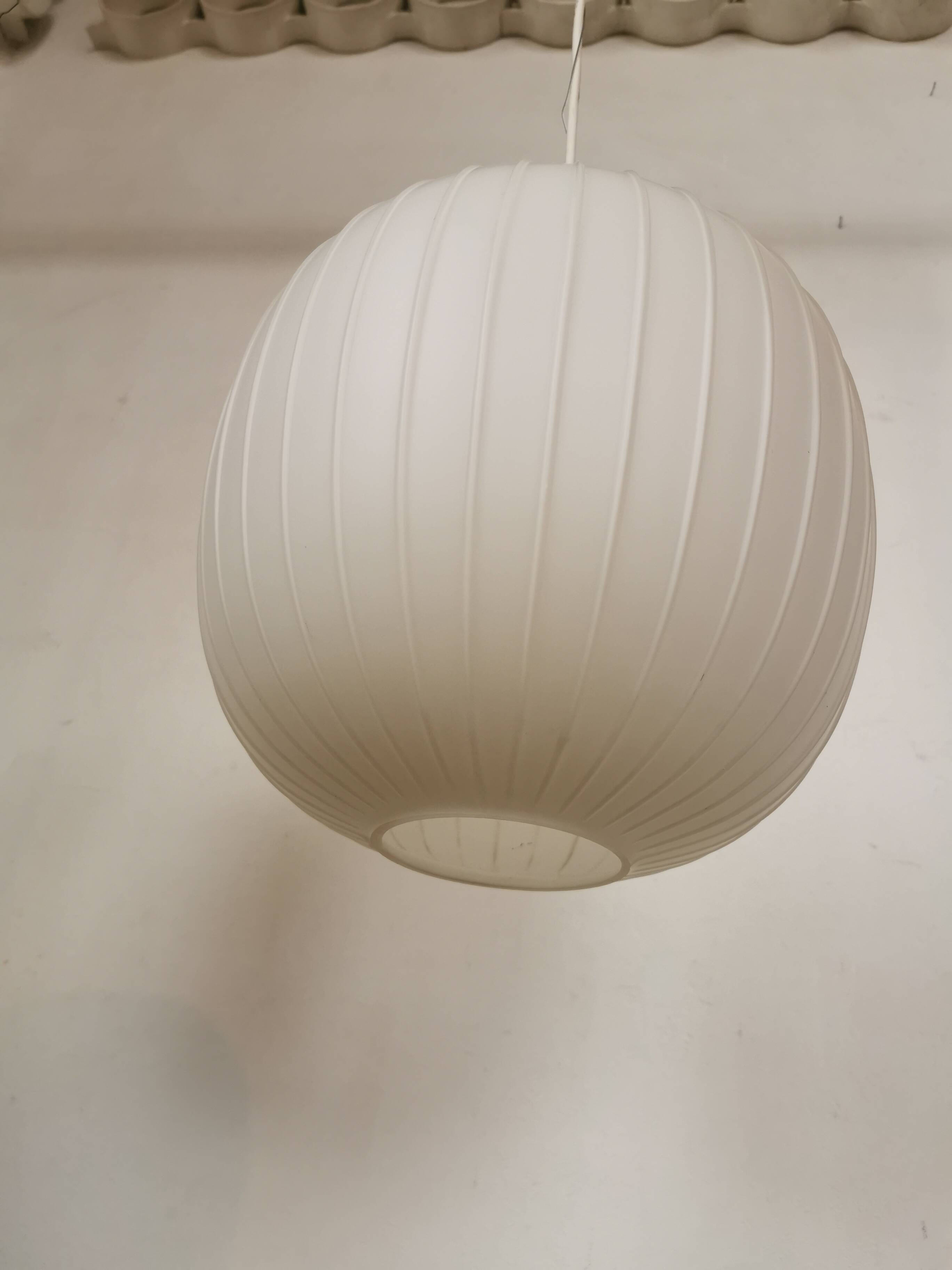 White opaline ball pendant light from the 50s