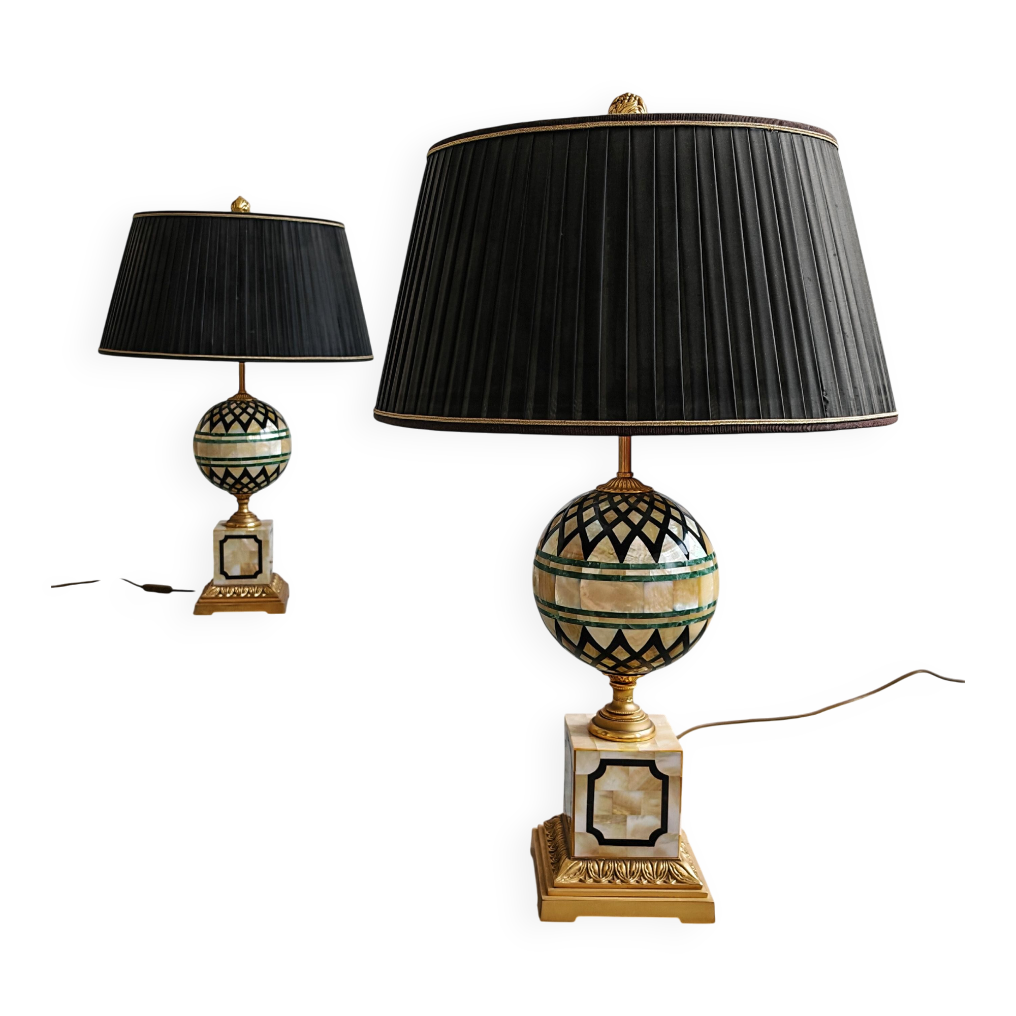 Pair of Hollywood Regency table lamps by Laudarte from the 2000s.