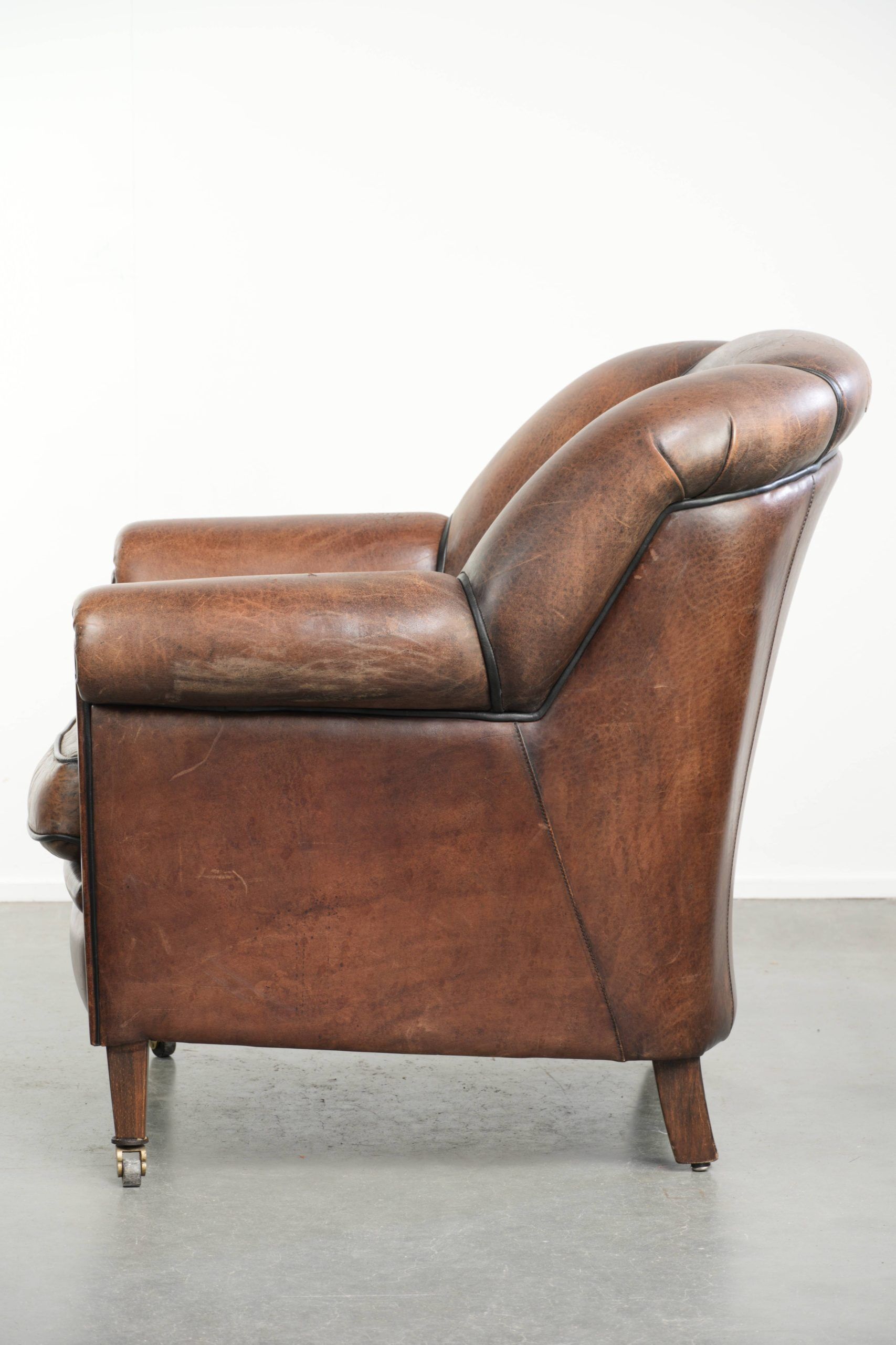 Vintage sheepskin armchair with a unique design and timeless appearance