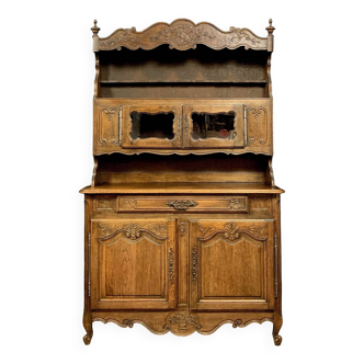 Louis XV Provençal library buffet with double body in solid oak