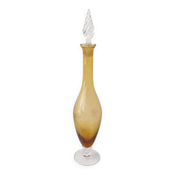 Carafe italienne en verre jaune années 60