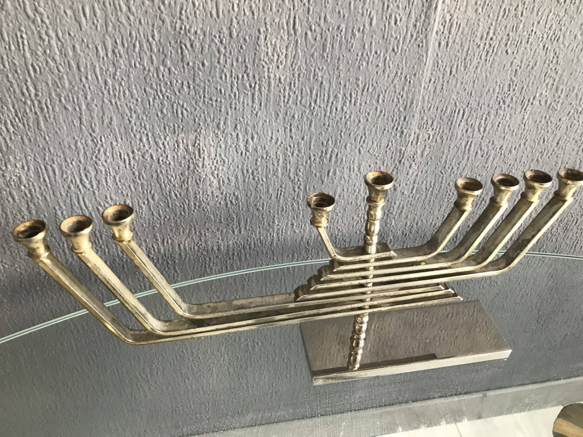 Candleholder silver plated, made in Israel by Karshi, 1970