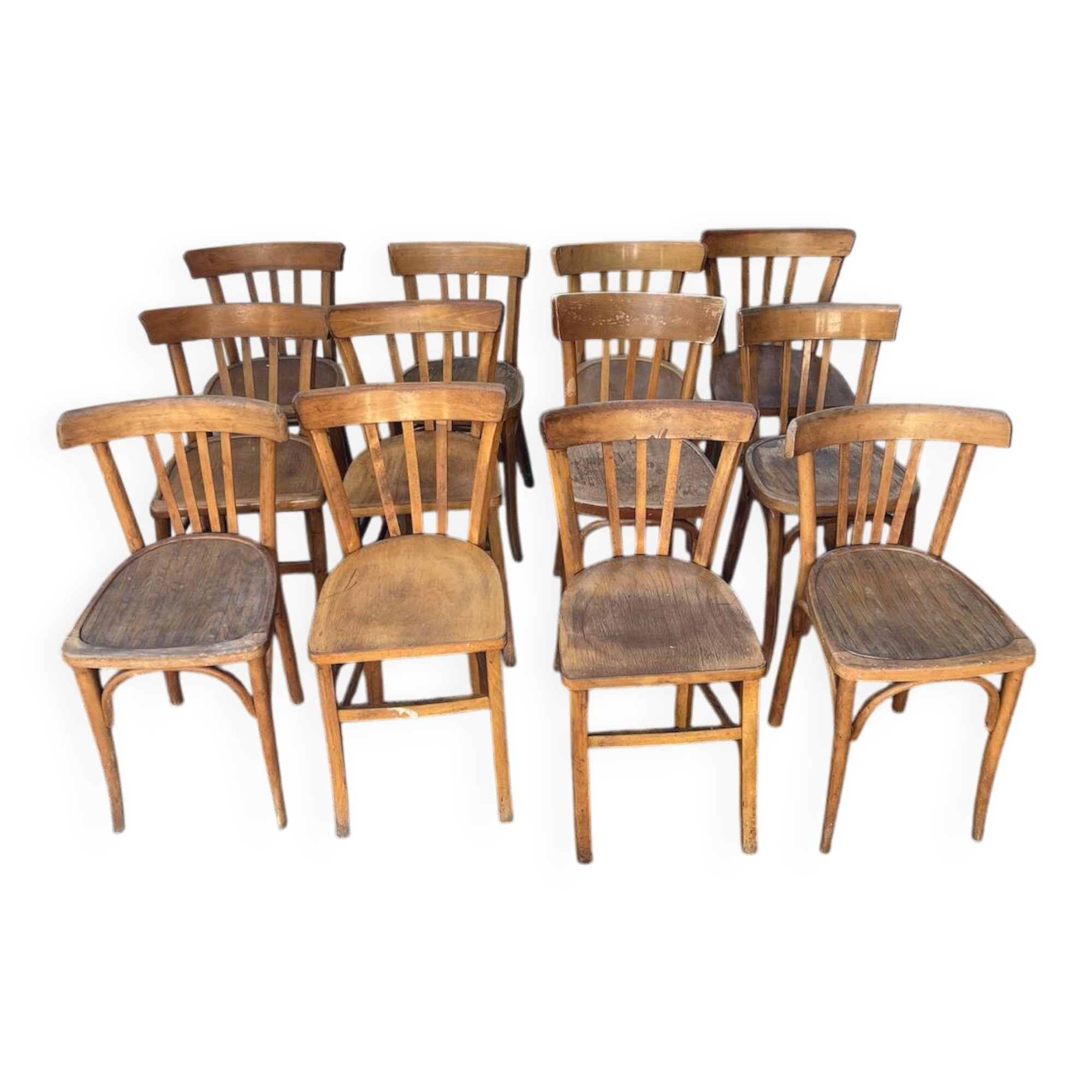 (Lot) 12 bistro chairs (light oak)