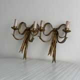 pair of antique metal wall lights