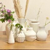 Set of 3 bleached vintage vases