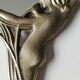Old vanity mirror/hand face mirror/nude of a woman, naiad. art nouveau style. brass. 25 x 11 cm