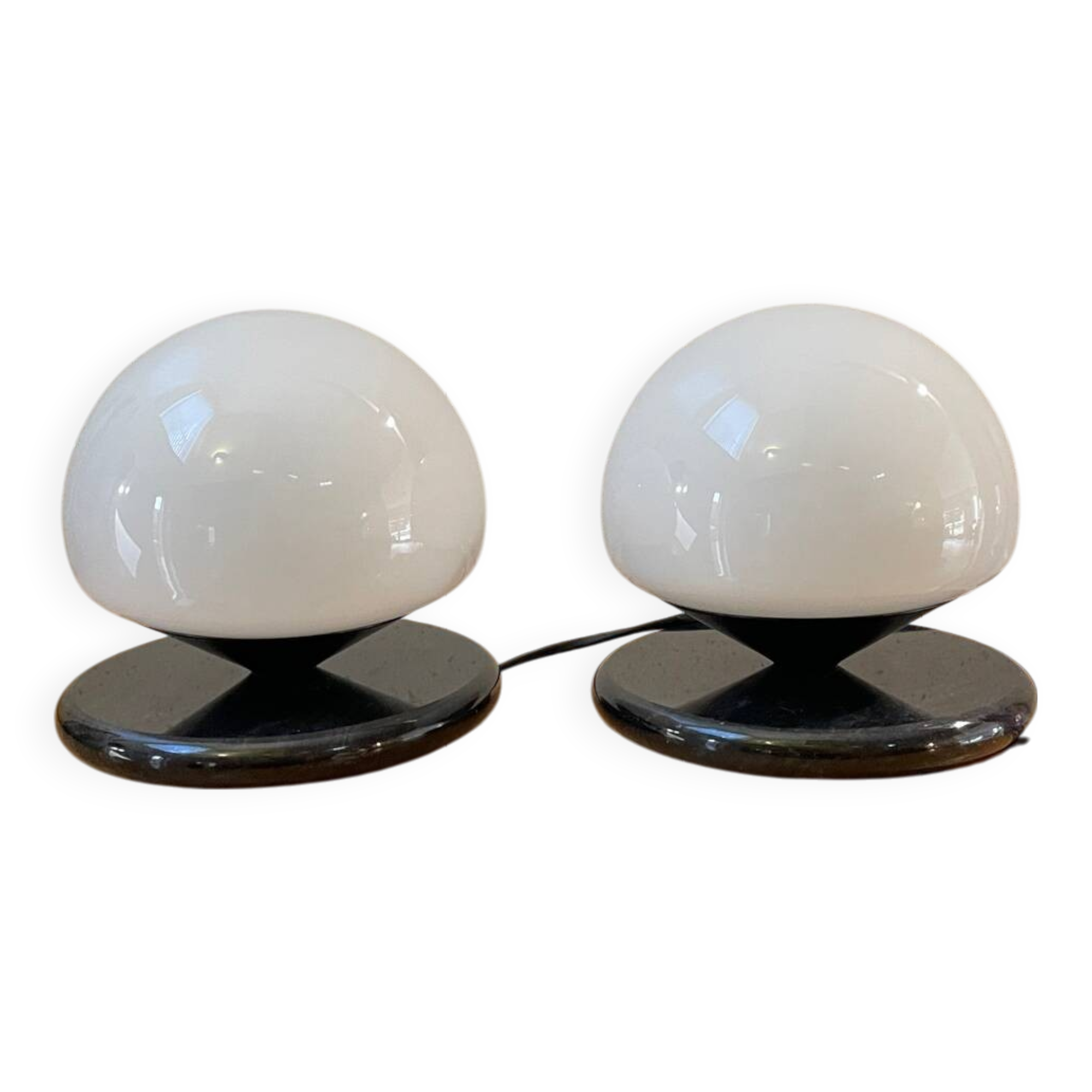 Glass and marble mushroom lamps
