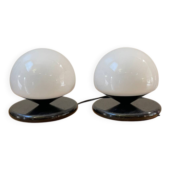 Lampes champignon verre et marbre