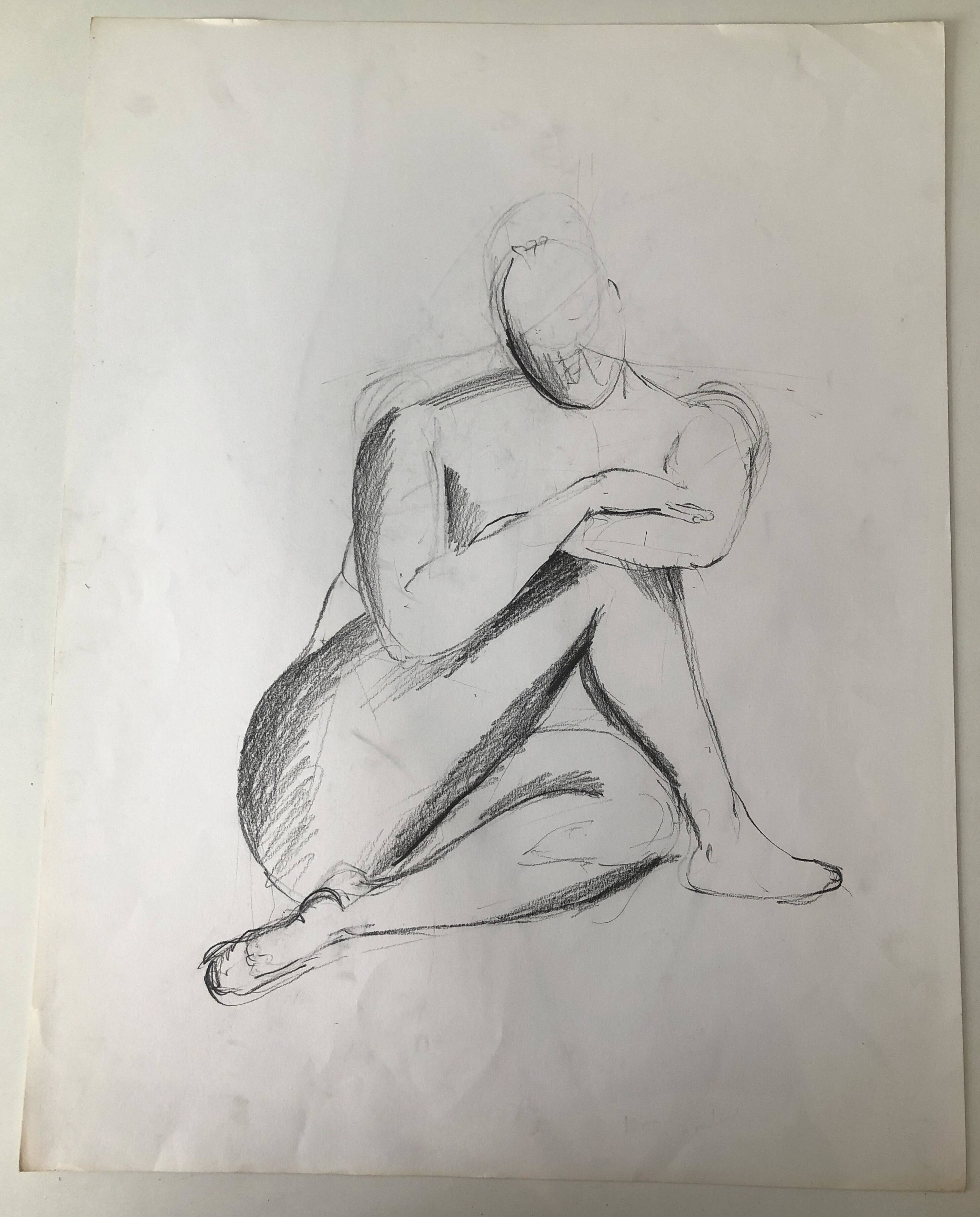 Drawing nude model live woman