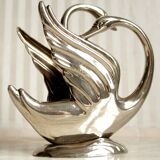 Mail holder, swan napkin in silver metal