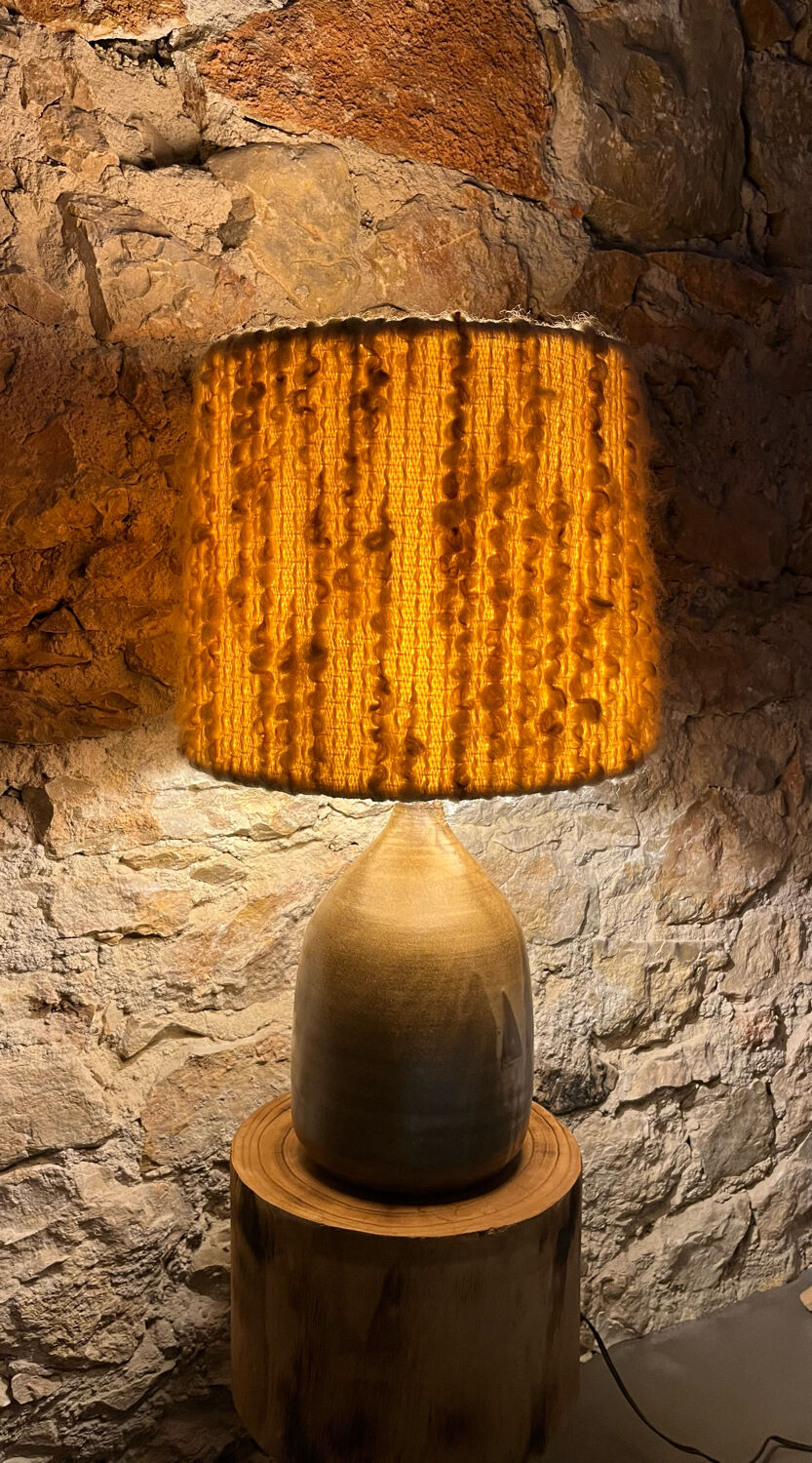 Enamelled sandstone lamp from the 1950s