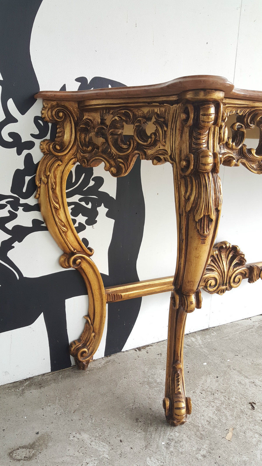 Claude Dalle large console wood dore platter signed marble Romeo