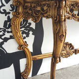 Claude Dalle large console wood dore platter signed marble Romeo