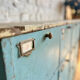Old workshop cabinet with flaps, original patina.