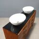 Vintage mahogany veneered commode with basins, 1960s design.