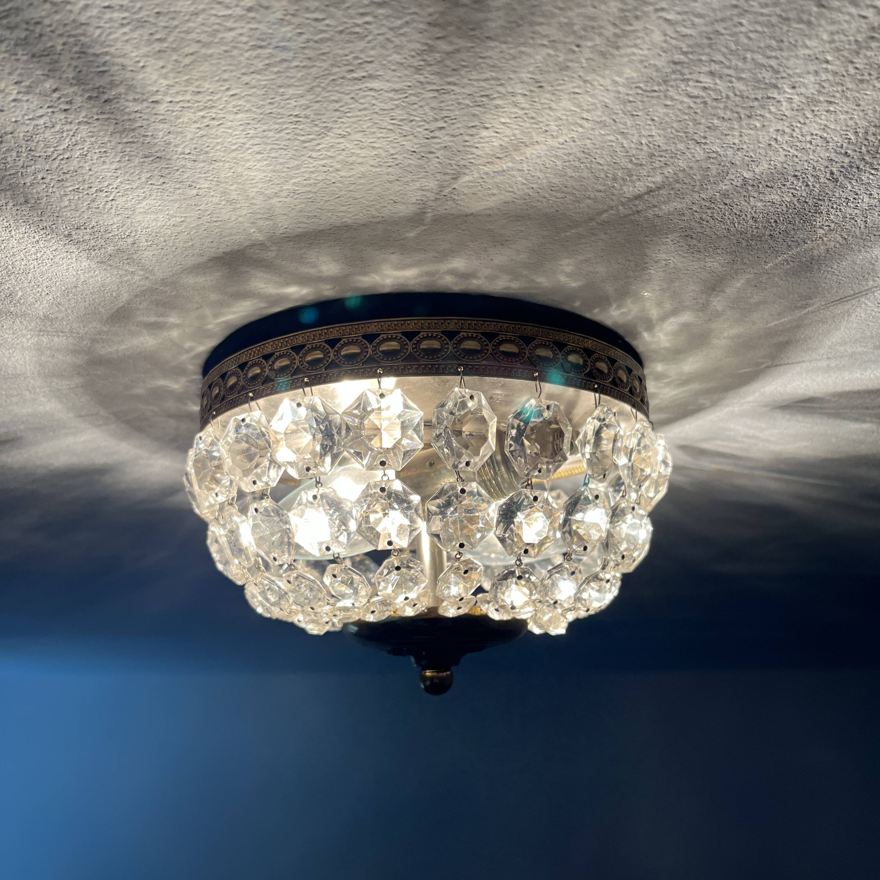 Basket ceiling light with tassels 2 lights golden brass Deknudt
