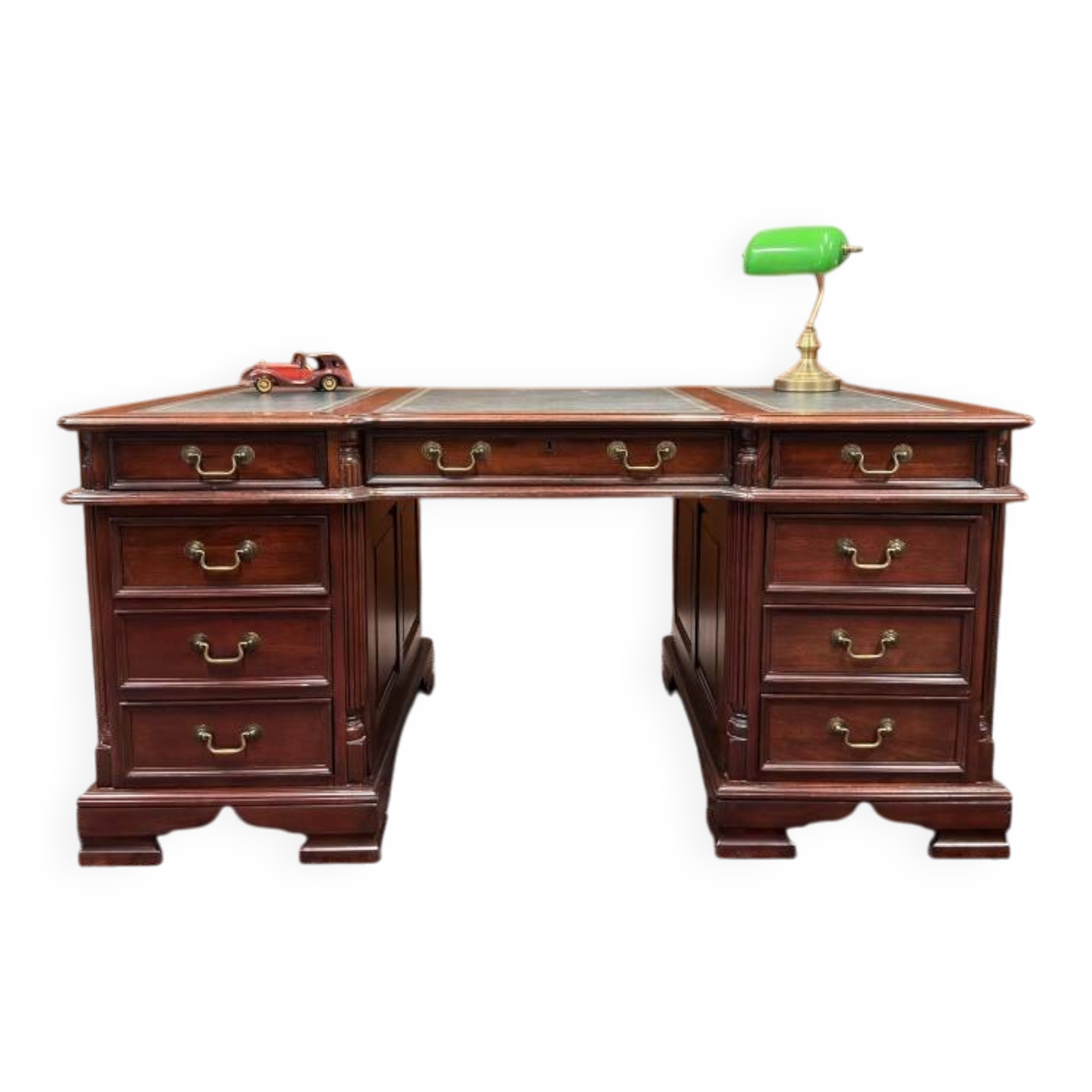 English Chesterfield Desk with Green Leather
