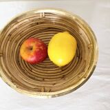 Rattan and gilded brass basket