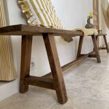 Large antique farmhouse bench 252 cm raw wood patinated