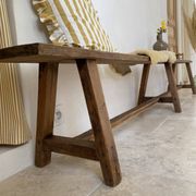 Large antique farmhouse bench 252 cm raw wood patinated