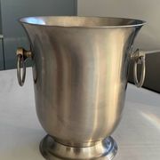 Stainless steel champagne bucket signed Guy Degrenne, antique metal decoration -
