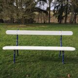 Banc de jardin ancien en bois et pied cep de vigne en fonte