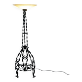 lampadaire en fer forgé et verre opalin, Art Déco, années 1930