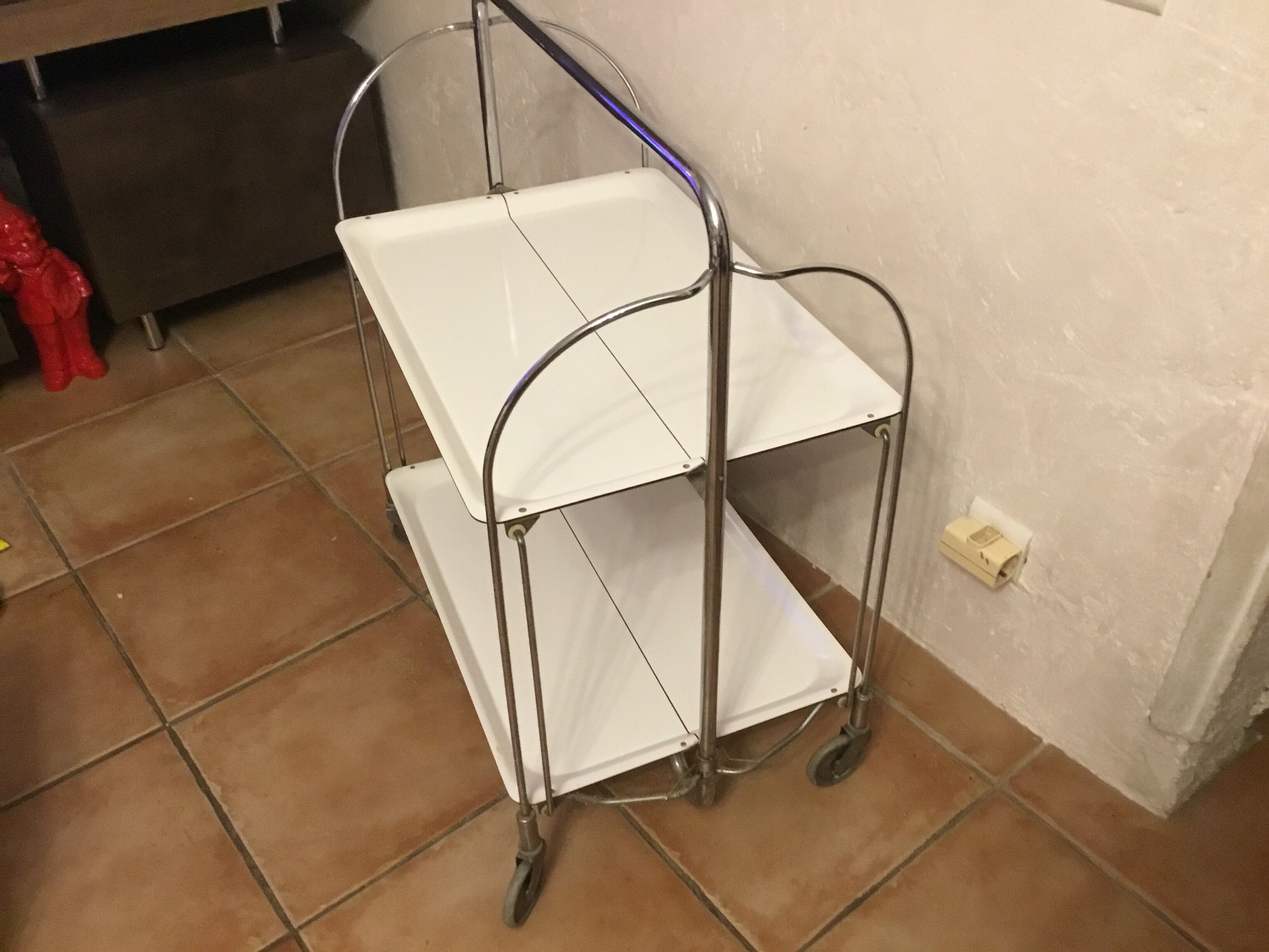 Table serving bar rolling foldable trolley vintage 60-70