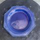4 octagonal flat plates terre de Provence blue ceramic glazed vintage