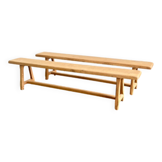 Pair of solid oak benches