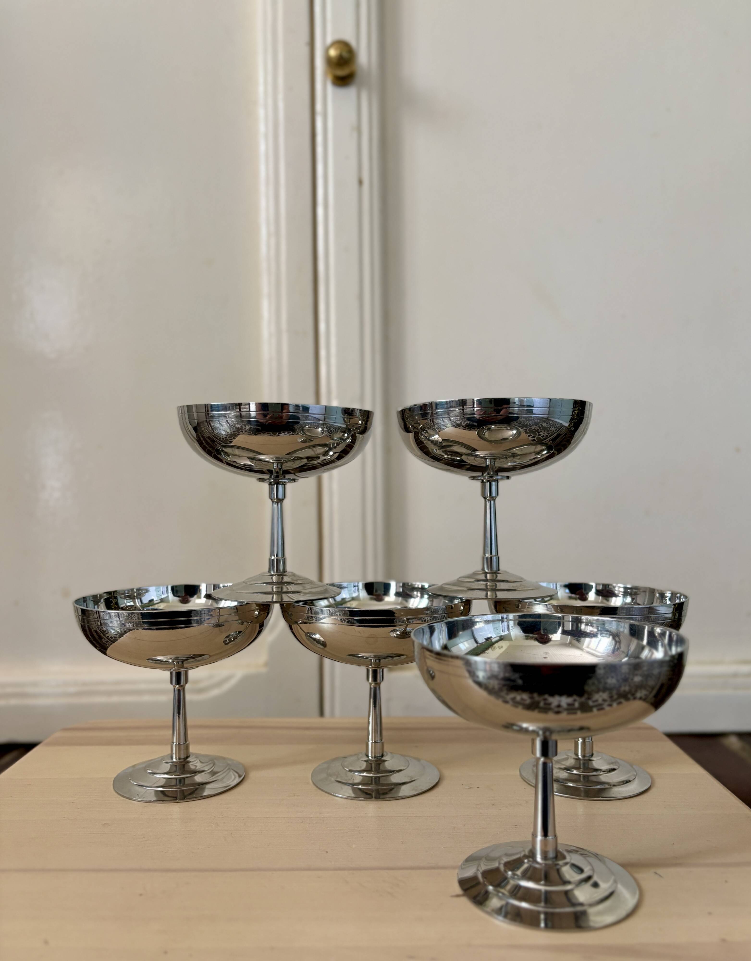 Lot de 6 coupes vintage en inox