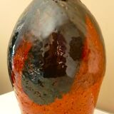 Ceramic vase, chamotte terracotta, enamelled, signature to be identified, vintage
