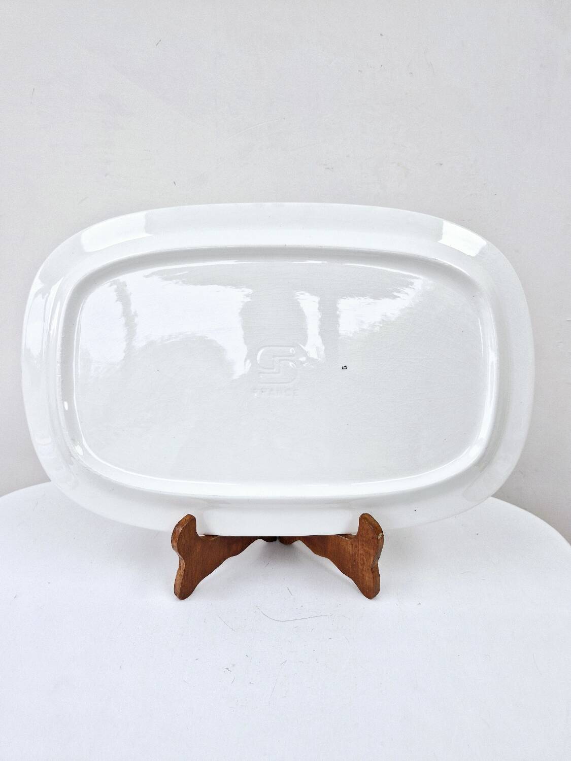 Vintage Oval Dish 70's Sarreguemines Earthenware Decor Orange Flowers 38.5 x 25 cm